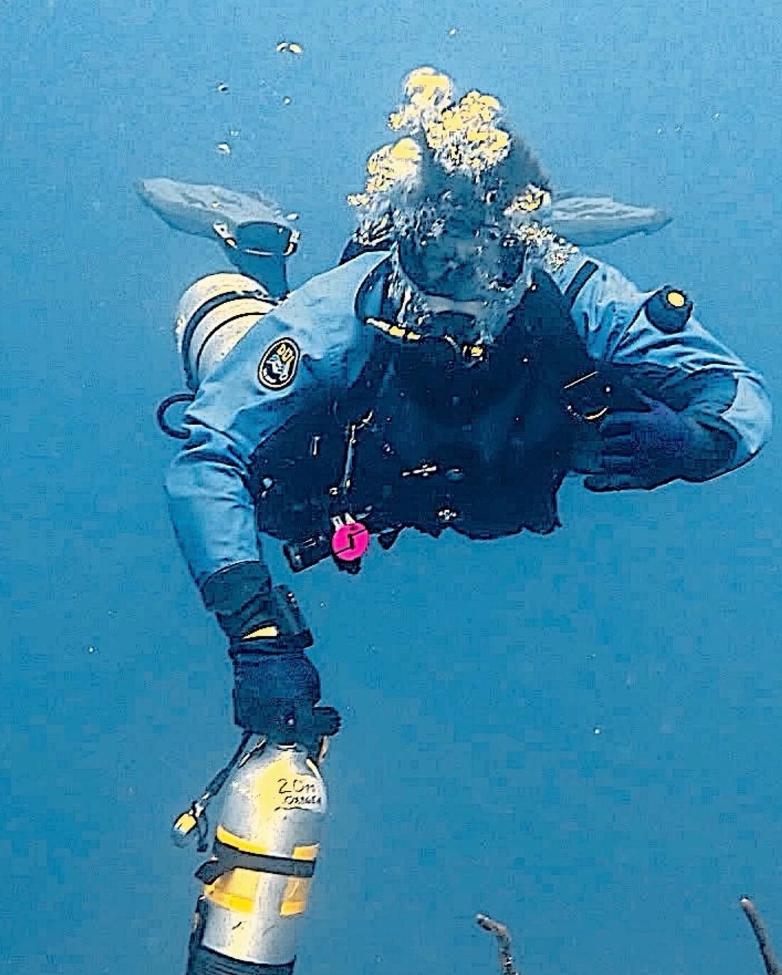 Malachi Jack diving in technical scuba equipment